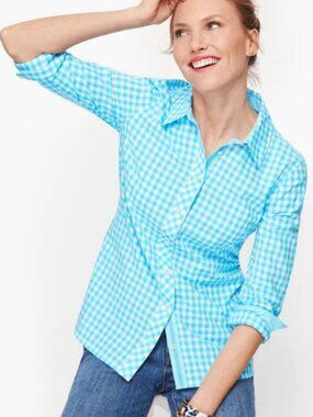 Talbots classic cotton button down shirt gingham Style P194075431